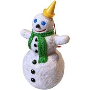 Vintage Jack in the Box Snowman Blown Mold 3.75" Figurine Christmas Ornament
